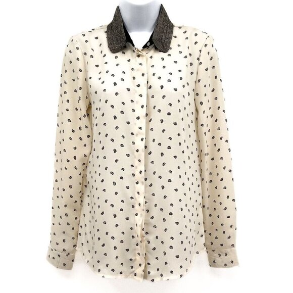 Maison Scotch & Soda Icon Novelty Lip Print Button Up Shirt Chain Collared - Picture 1 of 6